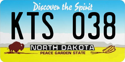 ND license plate KTS038