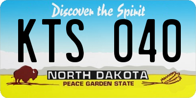 ND license plate KTS040