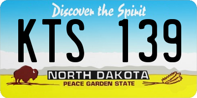 ND license plate KTS139