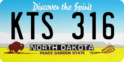 ND license plate KTS316