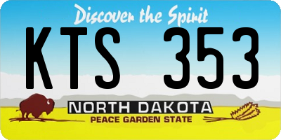 ND license plate KTS353
