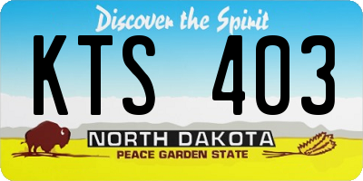 ND license plate KTS403