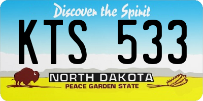 ND license plate KTS533