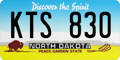 ND license plate KTS830