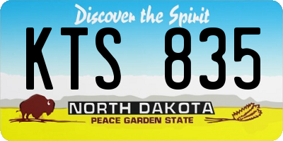 ND license plate KTS835
