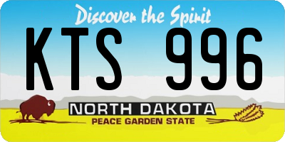 ND license plate KTS996