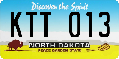 ND license plate KTT013
