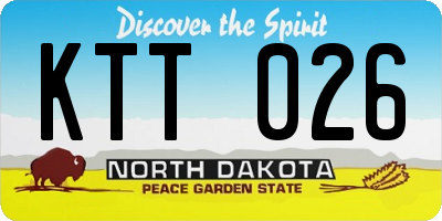 ND license plate KTT026