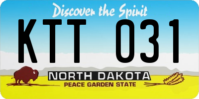 ND license plate KTT031