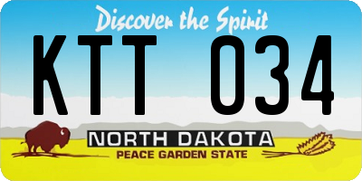 ND license plate KTT034