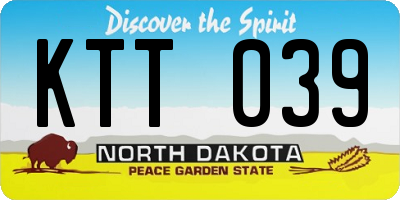 ND license plate KTT039