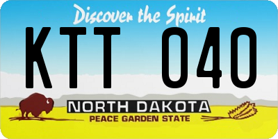 ND license plate KTT040