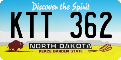 ND license plate KTT362