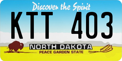 ND license plate KTT403