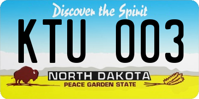 ND license plate KTU003