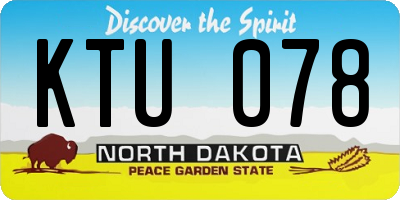 ND license plate KTU078