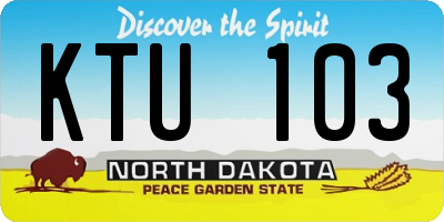 ND license plate KTU103