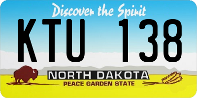ND license plate KTU138