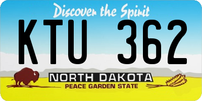 ND license plate KTU362