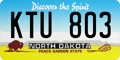 ND license plate KTU803