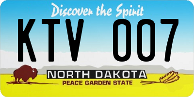 ND license plate KTV007