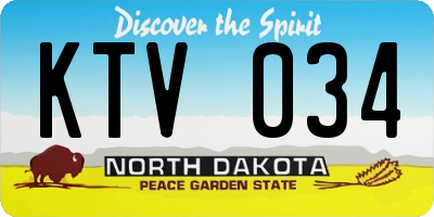 ND license plate KTV034
