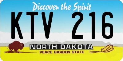 ND license plate KTV216