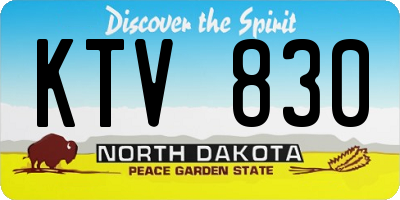 ND license plate KTV830