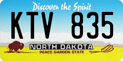 ND license plate KTV835