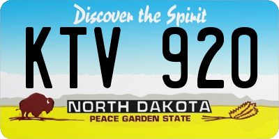 ND license plate KTV920