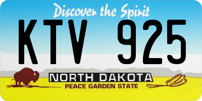 ND license plate KTV925