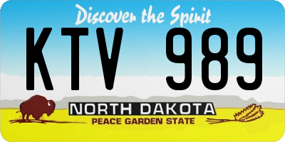 ND license plate KTV989
