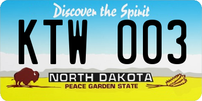 ND license plate KTW003