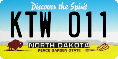 ND license plate KTW011