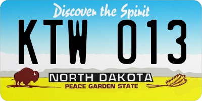 ND license plate KTW013