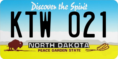 ND license plate KTW021