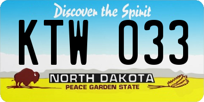 ND license plate KTW033