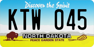 ND license plate KTW045