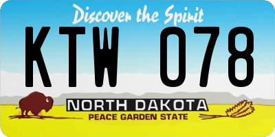 ND license plate KTW078
