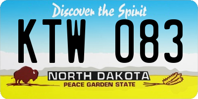 ND license plate KTW083