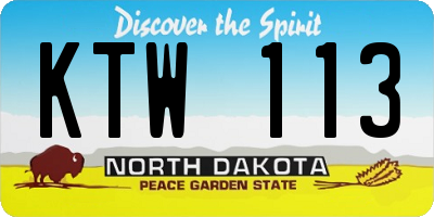 ND license plate KTW113