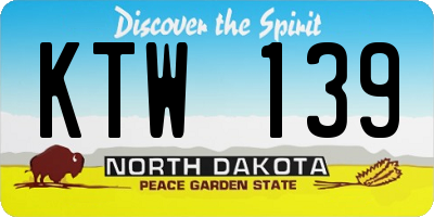 ND license plate KTW139