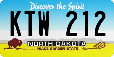 ND license plate KTW212