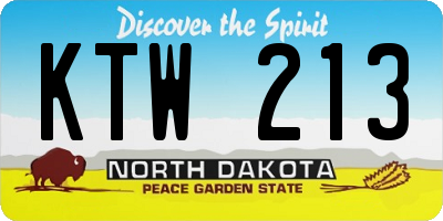 ND license plate KTW213