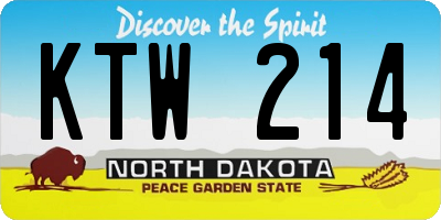 ND license plate KTW214