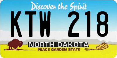 ND license plate KTW218