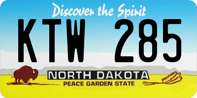 ND license plate KTW285