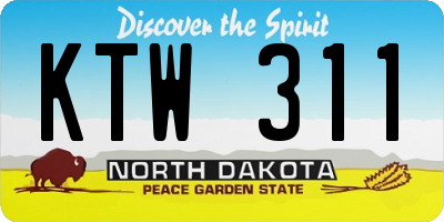 ND license plate KTW311