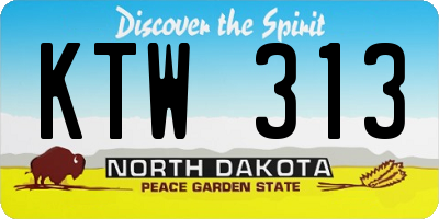 ND license plate KTW313
