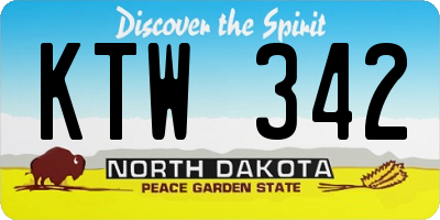 ND license plate KTW342